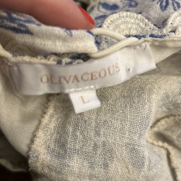 Olivaceous Womens Coquette Top Large Crop Floral Toile Cottagecore Milkmaid - Picture 6 of 8